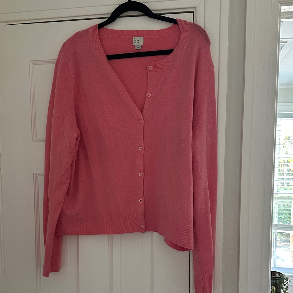 A New Day Bubblegum Pink Button-Front V-Neck Cardigan